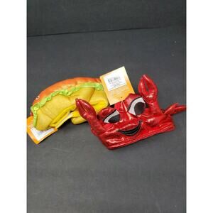 Hyde And Eek Cat Crab Fish Taco Costume Halloween Red Shiny Headpiece Hat NWT